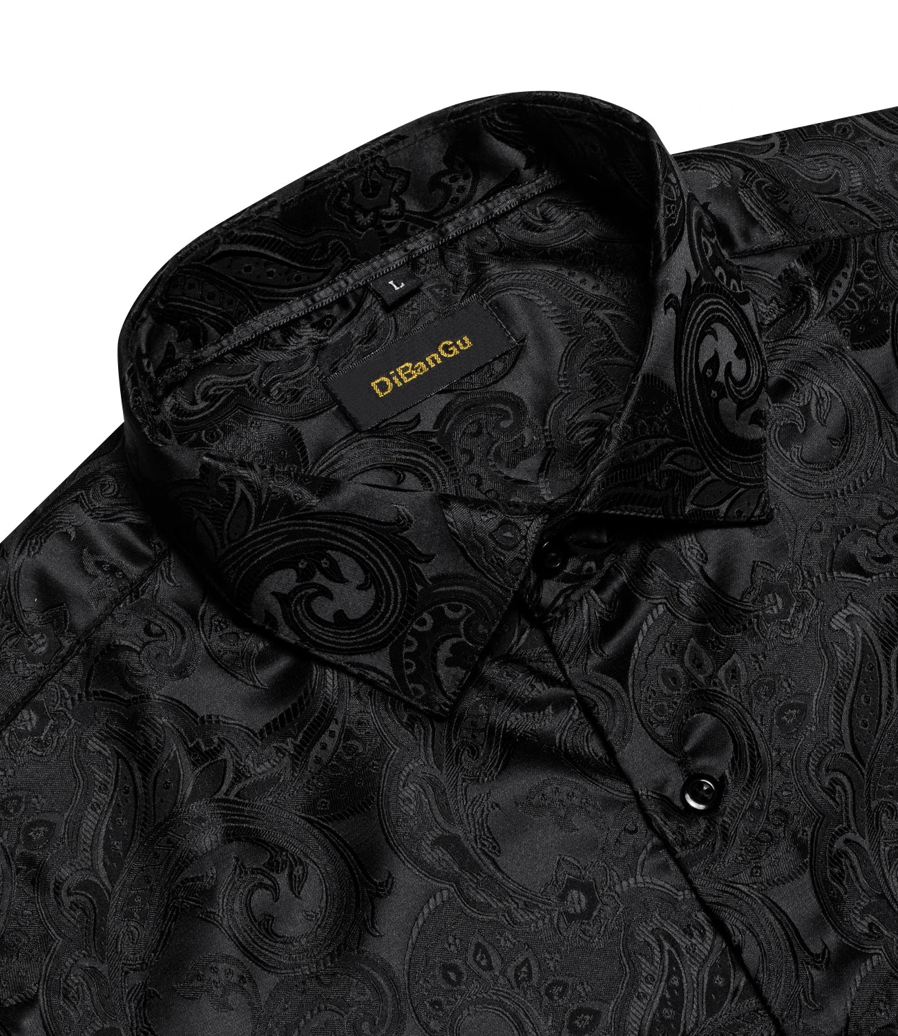 Camisa Masculina Paisley de Manga Longa em Poliéster