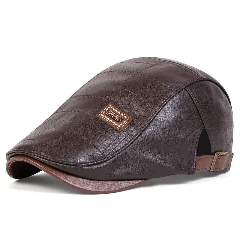 Boné Masculino Retrô JAMONT em Couro PU – Estilo Newsboy