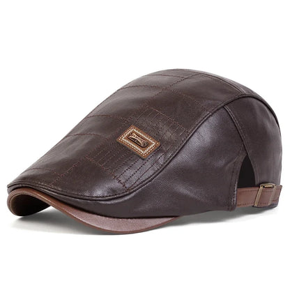 Boné Masculino Retrô JAMONT em Couro PU – Estilo Newsboy