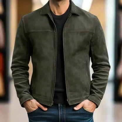 Jaqueta masculina de couro sintético para primavera e outono