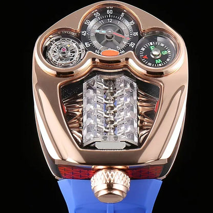 Relógio Masculino de Quartzo Engine — Aço Inoxidável, Bússola e 3 ATM