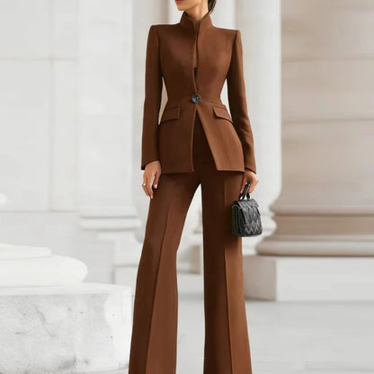 Conjunto Feminino Elegante de Blazer e Calças — Slim Fit para Trabalho