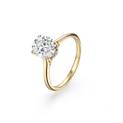 Anel de Moissanite Oval 2 ct D VVS1 em Prata 925