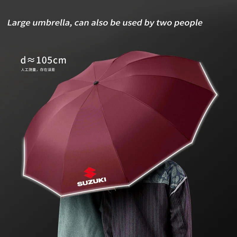 Guarda-chuva automático dobrável à prova de vento com luz LED