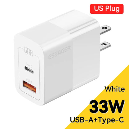 Carregador USB-C Essager, carregamento rápido GaN Type-C PD