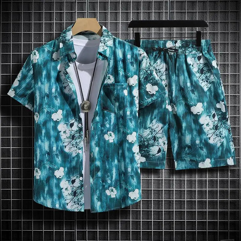 Conjunto masculino havaiano de verão para a praia