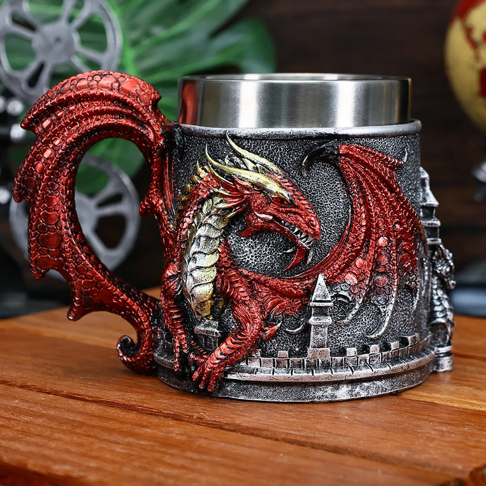 Caneca de cerveja Viking Valhalla em aço inoxidável