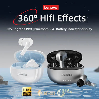 Fones de ouvido sem fio Lenovo LP5 Pro Bluetooth 5.4 TWS com som HiFi