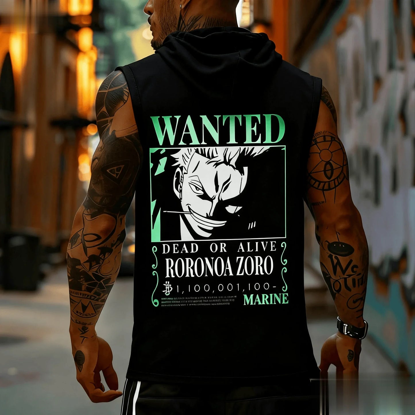 T-shirt regata masculina sem mangas com capuz