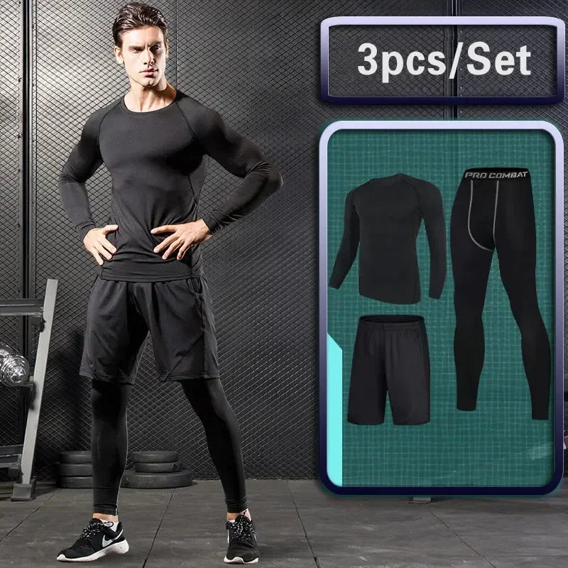 Conjunto Masculino de Compressão — Treino, Corrida e Fitness