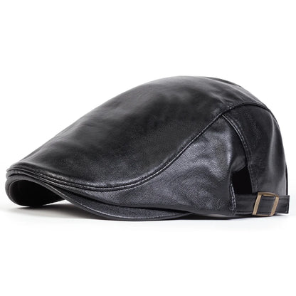 Boné Masculino Retrô JAMONT em Couro PU – Estilo Newsboy