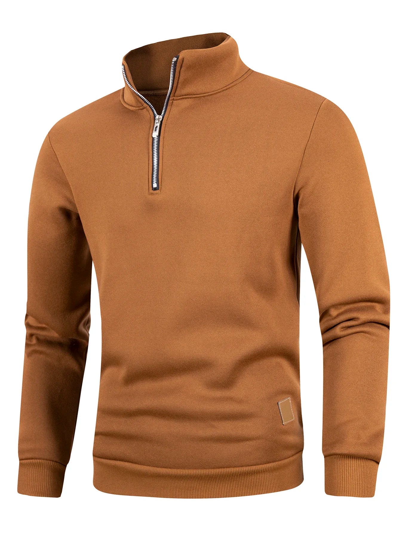 Suéter masculino de outono com zíper, gola alta