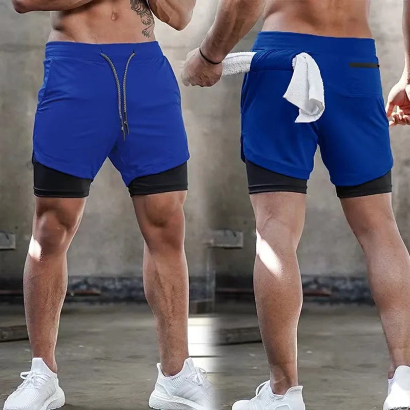 Calções Desportivos Masculinos de Dupla Camada