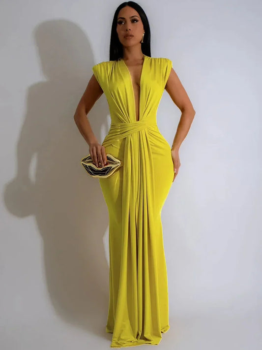 Vestidos longos decote em V profundo