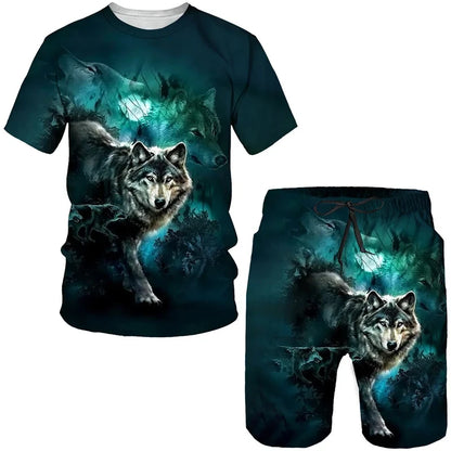 Fato impresso lobo 3D casual