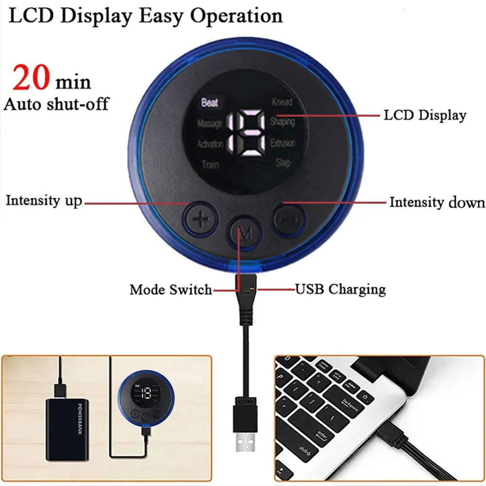 Estimulador Muscular EMS Recarregável por USB