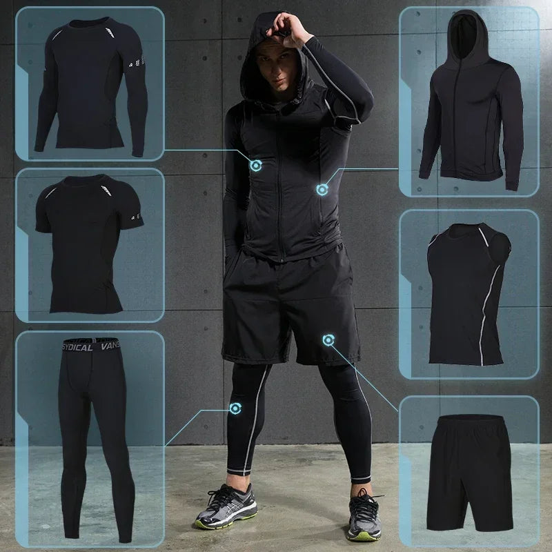 Conjunto Masculino de Compressão — Treino, Corrida e Fitness