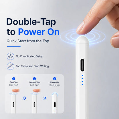 Caneta Stylus Magnética Universal QUKAM — 4 LEDs, USB-C, Sem Bluetooth e 2 Pontas