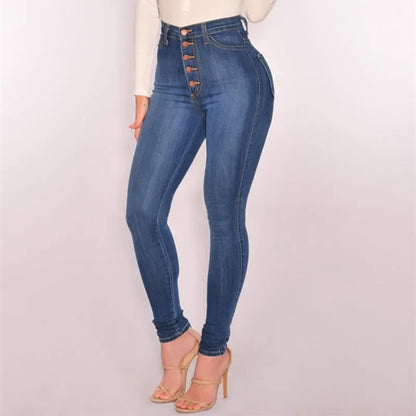 Jeans Femininos de Cintura Alta com Elasticidade — Corte Justo