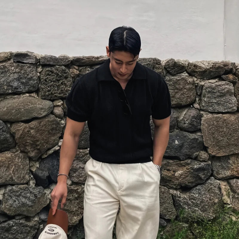 Camisa Polo Masculina em Tricô Respirável – Estilo Casual