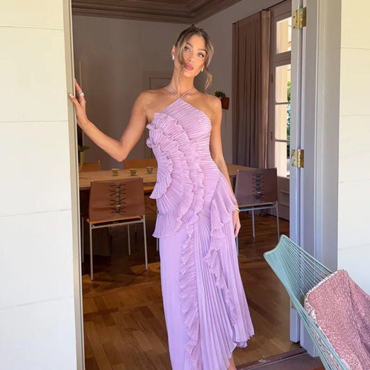 Vestidos de baile babados em camadas