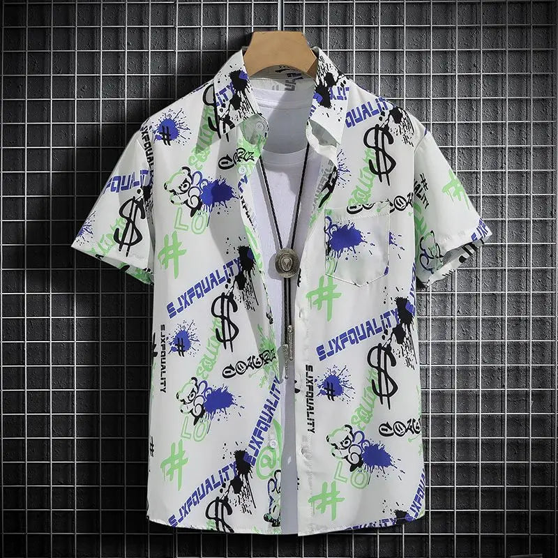 Conjunto masculino havaiano de verão para a praia
