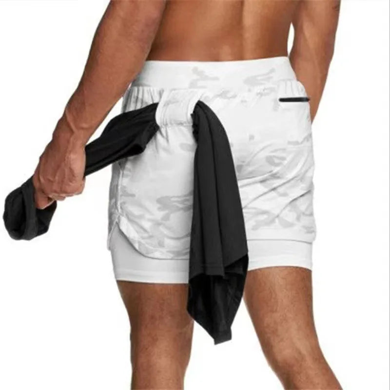 Calções Desportivos Masculinos de Dupla Camada