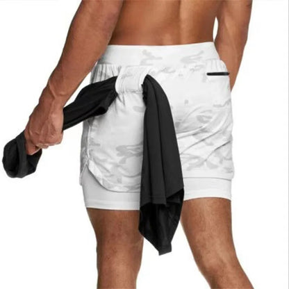 Calções Desportivos Masculinos de Dupla Camada