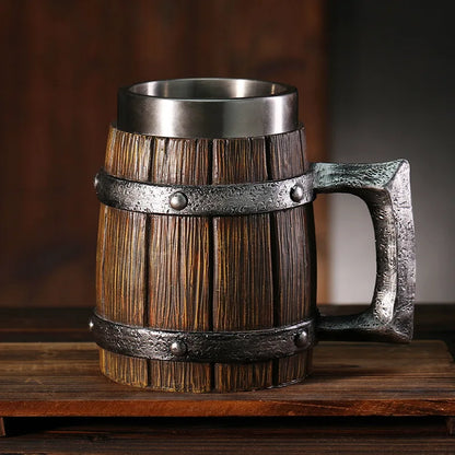 Caneca de Cerveja de Tambor de Madeira