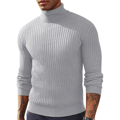 Camisola Masculina de Gola Alta em Malha — Outono e Inverno