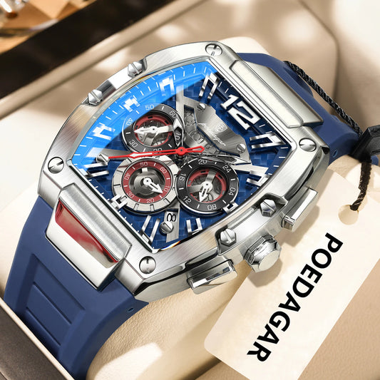 Relógio Masculino POEDAGAR 9051 — Quartzo, Cronógrafo, 3 ATM e Cristal de Safira
