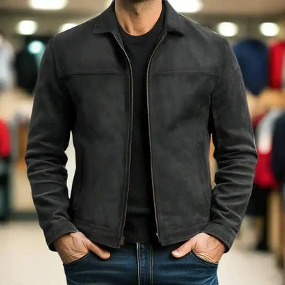 Jaqueta masculina de couro sintético para primavera e outono