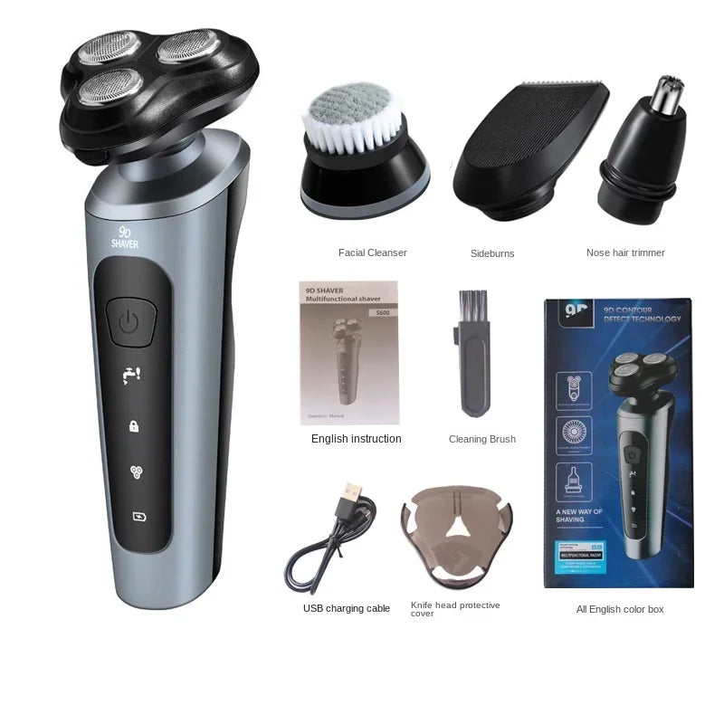 Barbeador Elétrico Rotativo HOCOSHINE 9D Recarregável