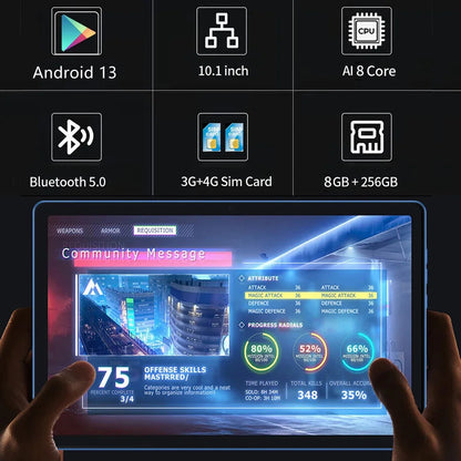 Tablet BDF Y7 10,1″ — 8 GB RAM, 256 GB, 4G/5G, Dual SIM e Android 13