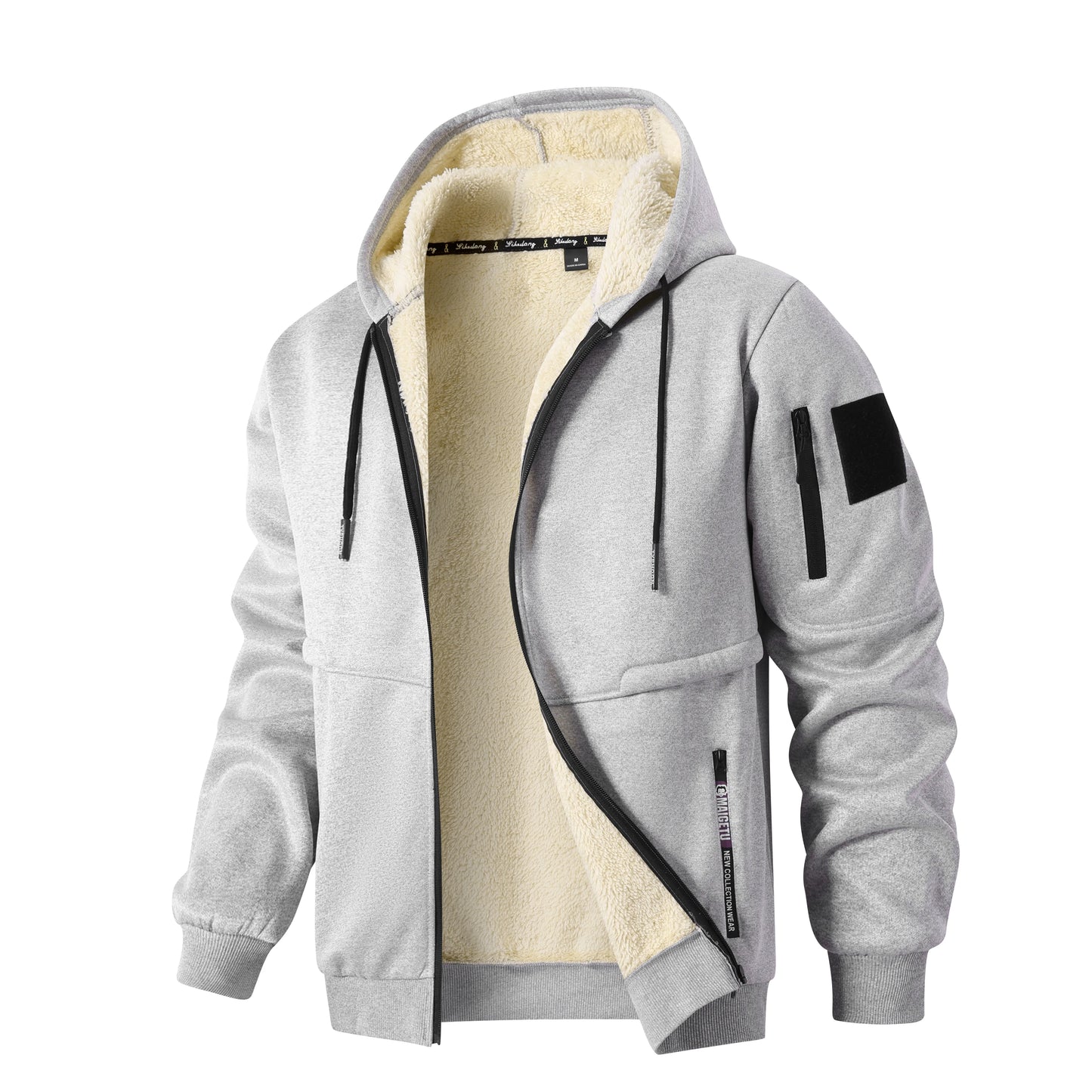 Jaqueta Masculina de Inverno em Lã e Poliéster – Com Capuz
