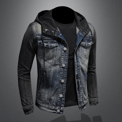 Casaco jeans masculina com capuz