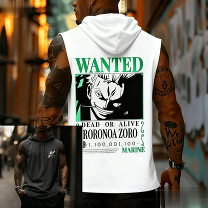 T-shirt regata masculina sem mangas com capuz