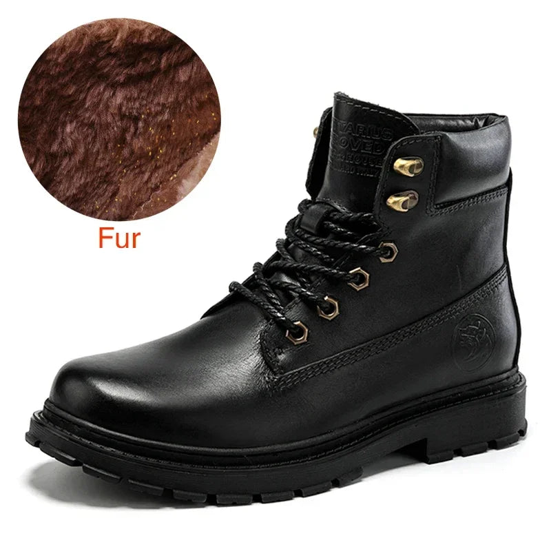 Botas de cano curto Dekabr clássicas de outono/inverno em couro genuíno