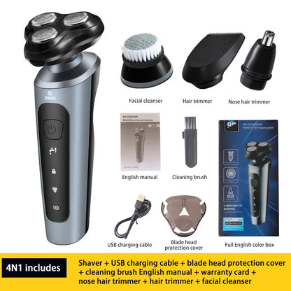 Barbeador Elétrico Masculino 9D Multifuncional – Recarregável e Lavável