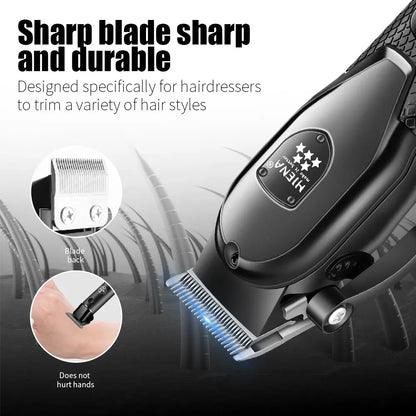 Kit de Cortador de Cabelo HIENA — Aparador Elétrico Profissional com Display LCD