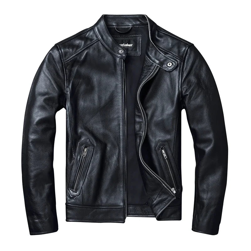 Jaqueta de Couro Masculina para Motociclismo e Uso Casual