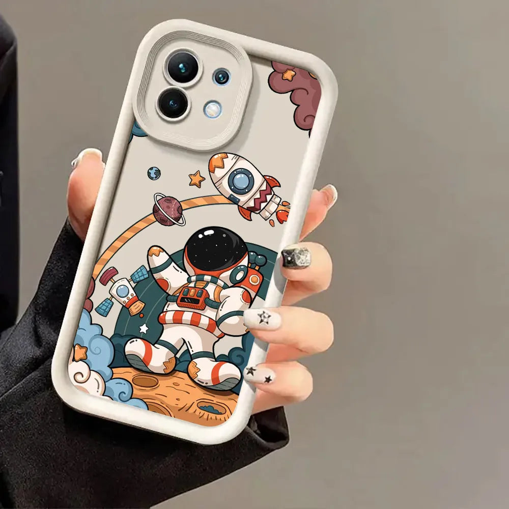 Capa de Silicone Fofa de Astronauta para Xiaomi, POCO e Redmi – Proteção e Estilo