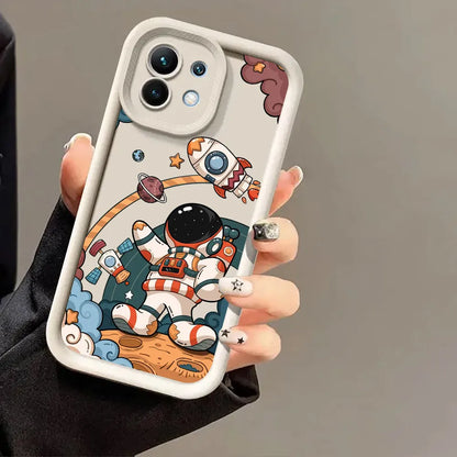 Capa de Silicone Fofa de Astronauta para Xiaomi, POCO e Redmi – Proteção e Estilo