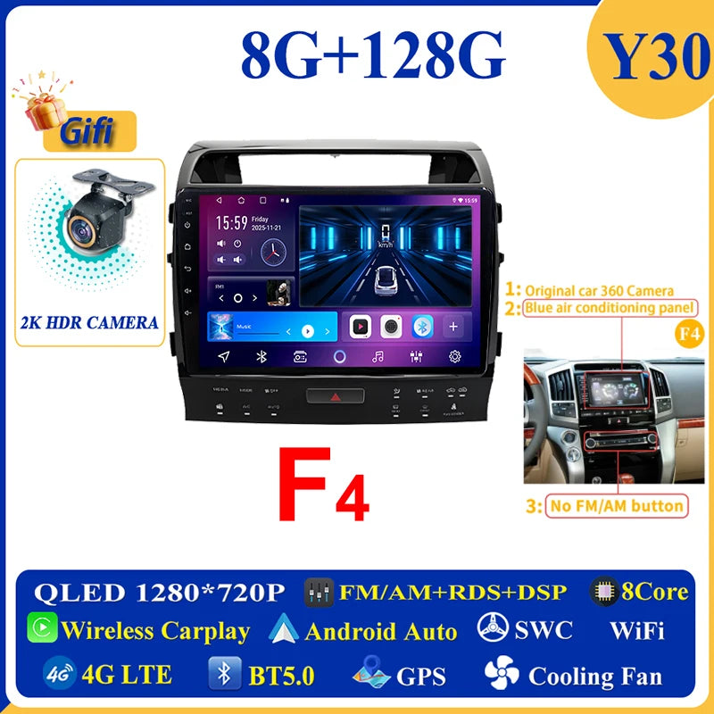 Central Multimídia Android 16 para Toyota Land Cruiser 11 200 2007-2015