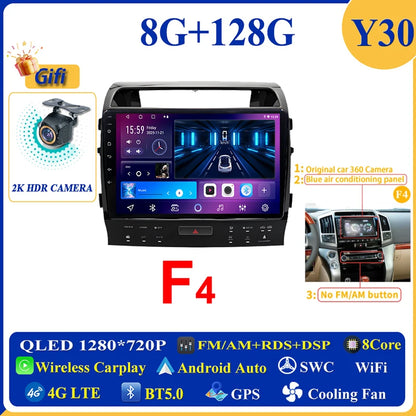 Central Multimídia Android 16 para Toyota Land Cruiser 11 200 2007-2015