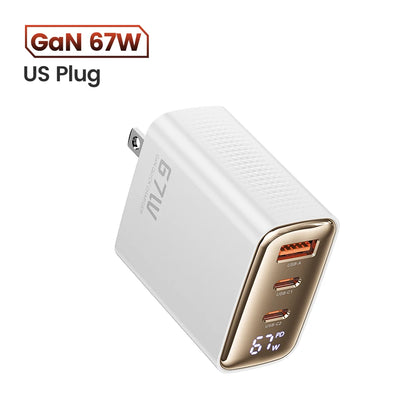 Carregador com Display Digital Toocki 67W GaN