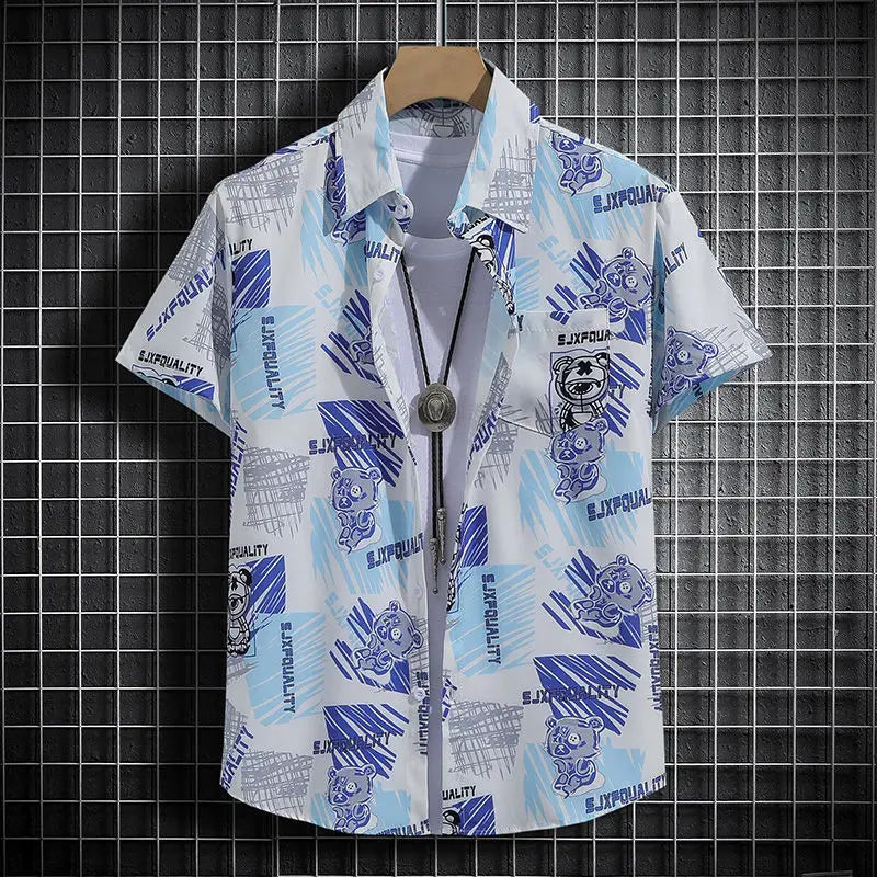 Conjunto masculino havaiano de verão para a praia