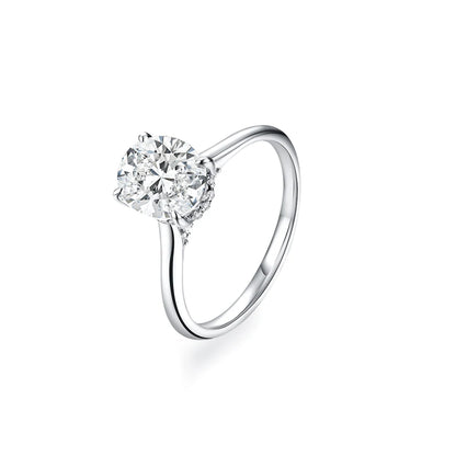 Anel de Moissanite Oval 2 ct D VVS1 em Prata 925