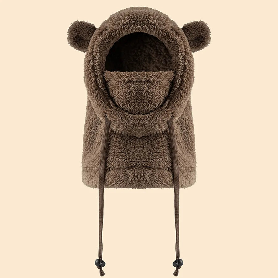 Gorro infantil de peça única com proteção quente para orelhas e pescoço