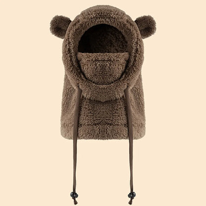 Gorro infantil de peça única com proteção quente para orelhas e pescoço